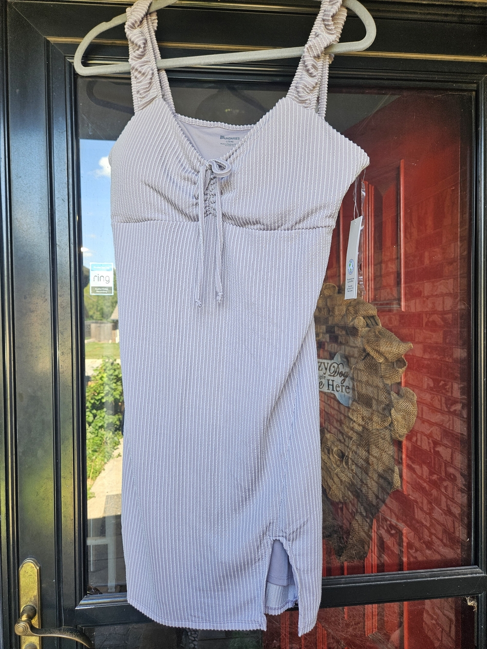 No Boundaries Lavender Ribbed Lace-Up Tank Dress